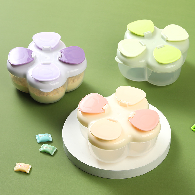 Baby Food Storage Jar - Draagbare Clover 4-compartimenten formuleblik, deksel met