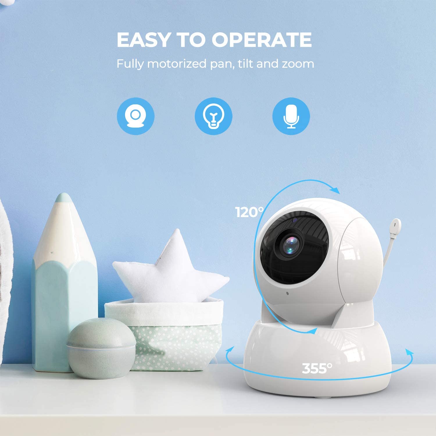 Wireless Baby Monitor - 5 inch scherm 720P temperatuurbewaking intercom