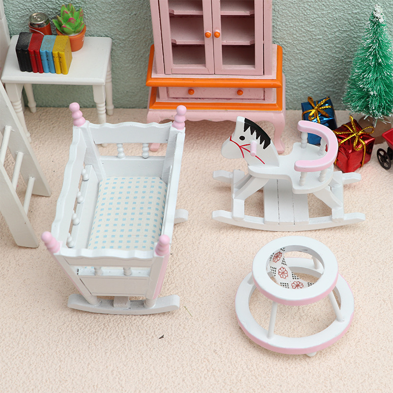 Baby Products Set - 3-delige set 1/12 schaal mini houten