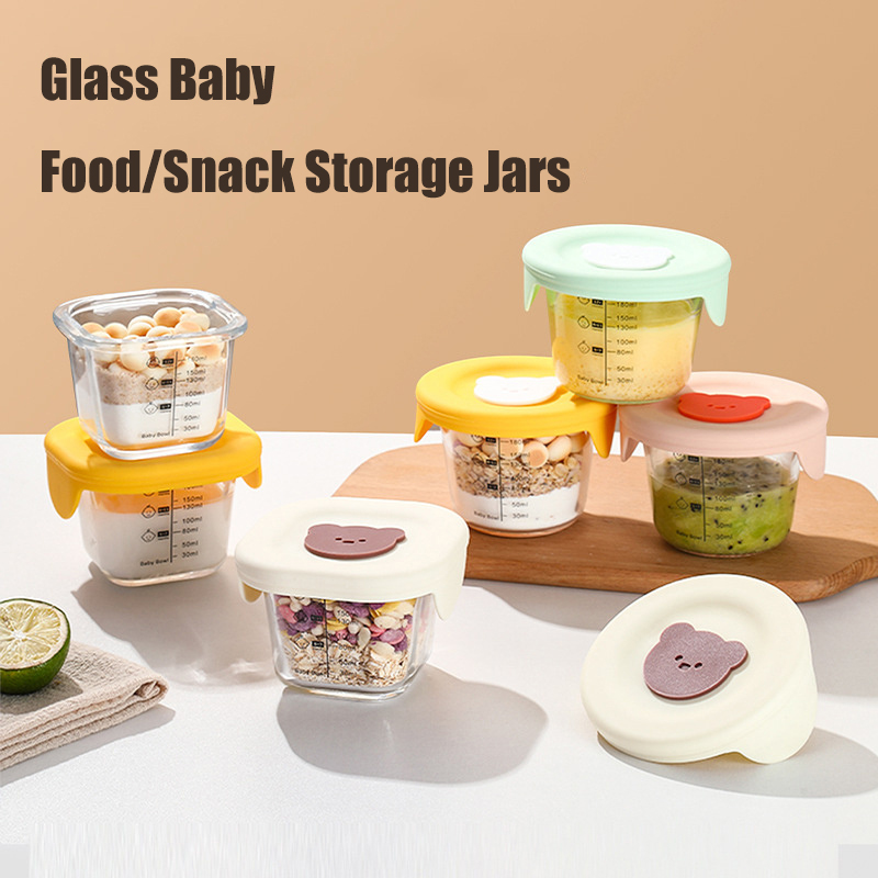 Baby Food Storage Jar - 180ml Glazen Babyvoeding Opslag Potten Met