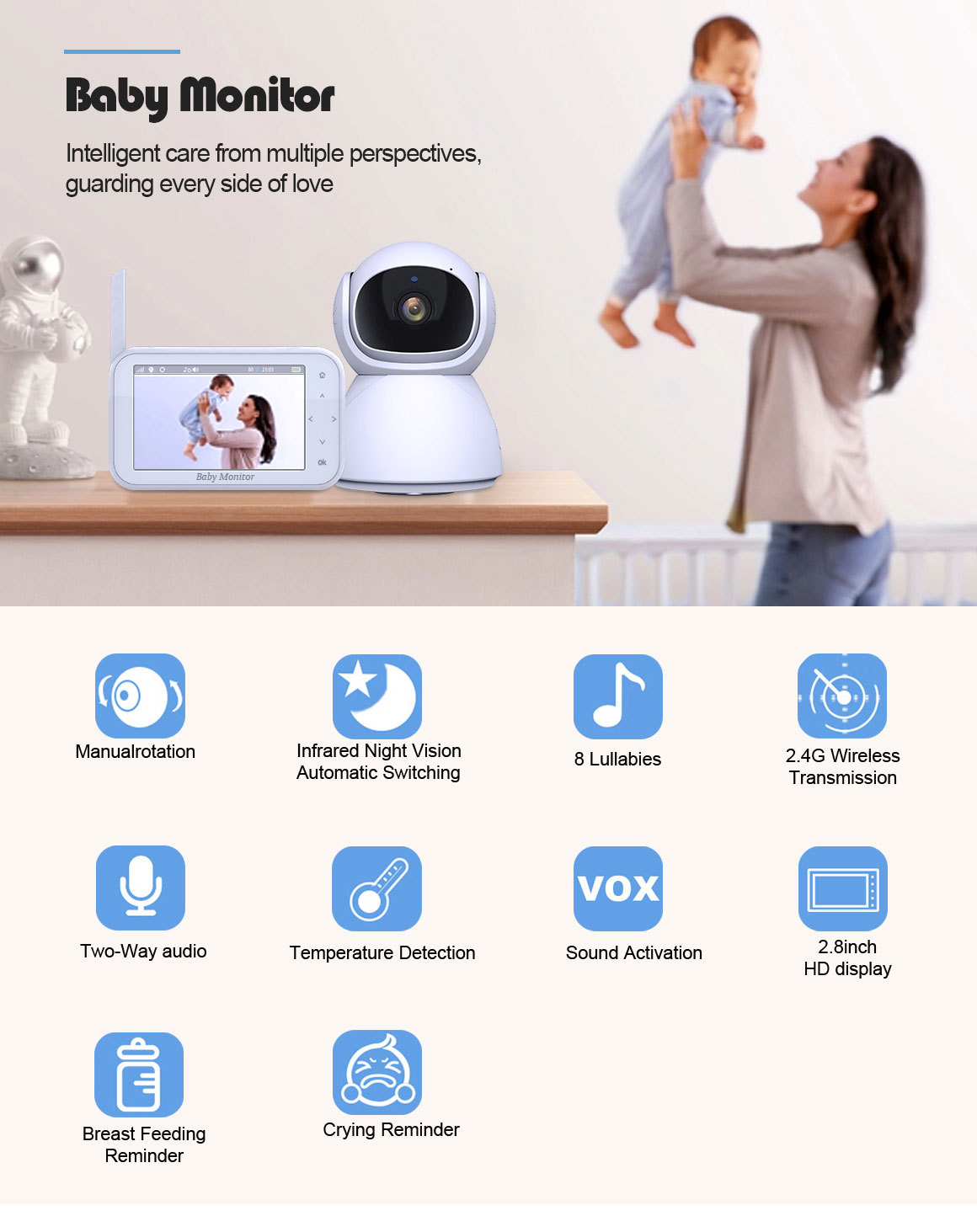 720P Draadloze PTZ Babyfoon Te - Wireless Baby Monitor recensie en prijs